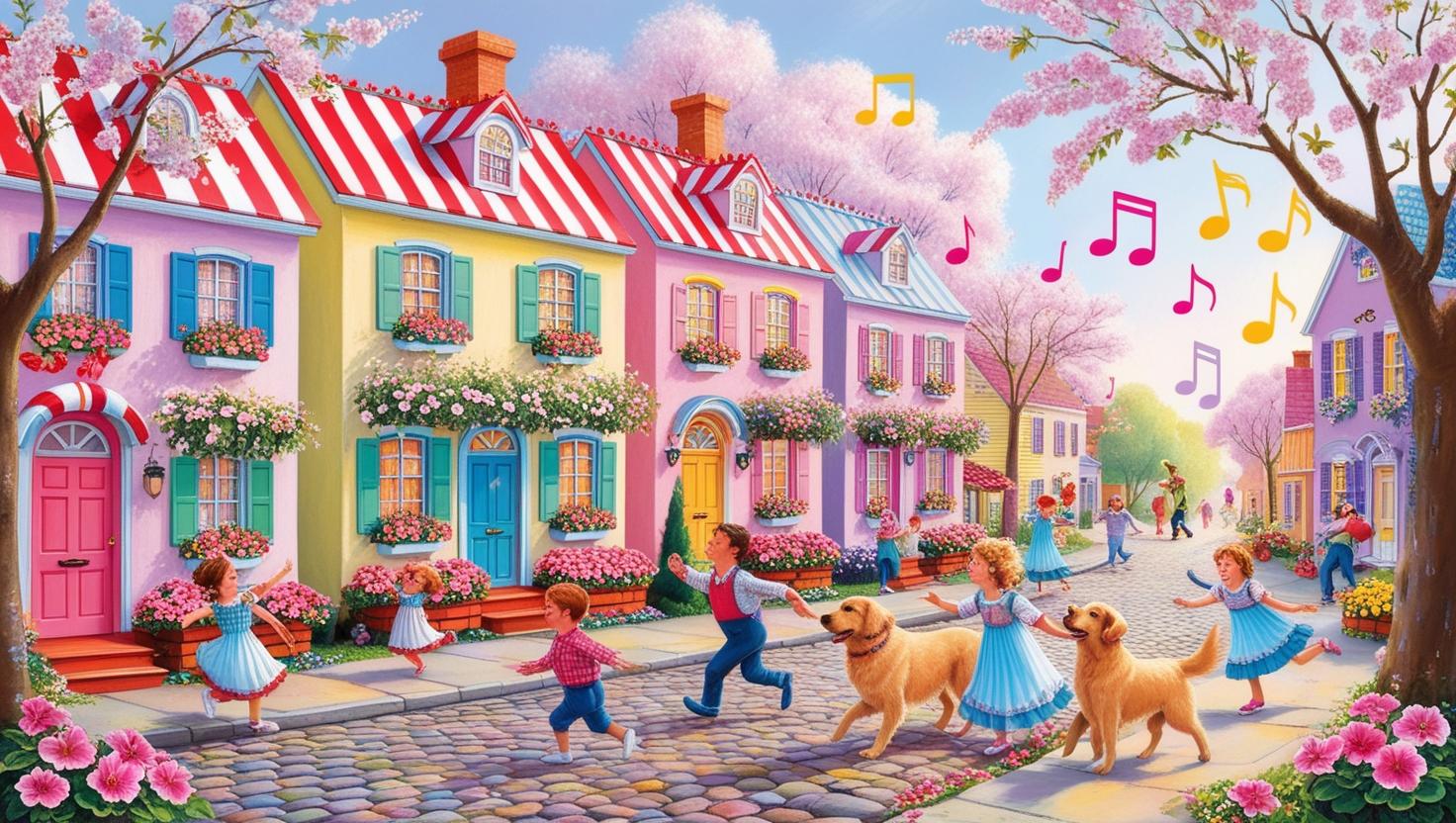 Niños bailando en la calle con música misteriosa